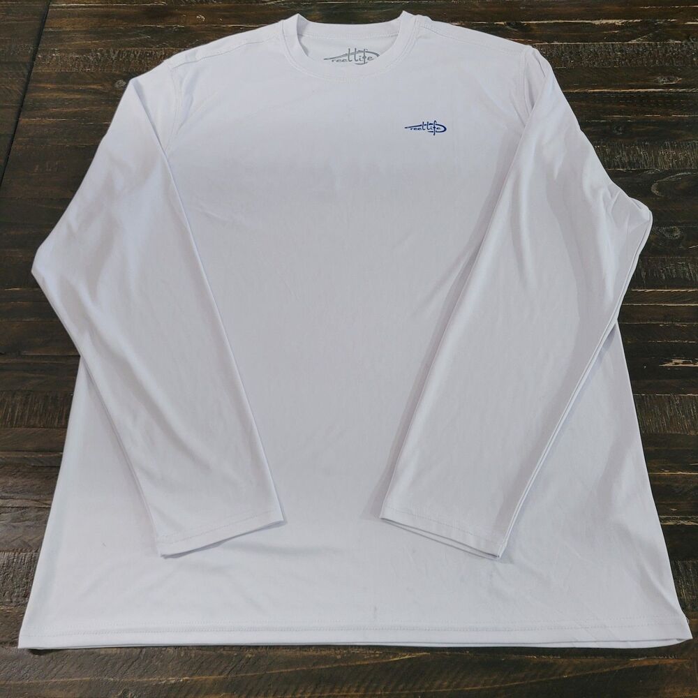 Reel Life Sun Defender American Flag Performance Fishing Shirt White Mens XL - Picture 3 of 10